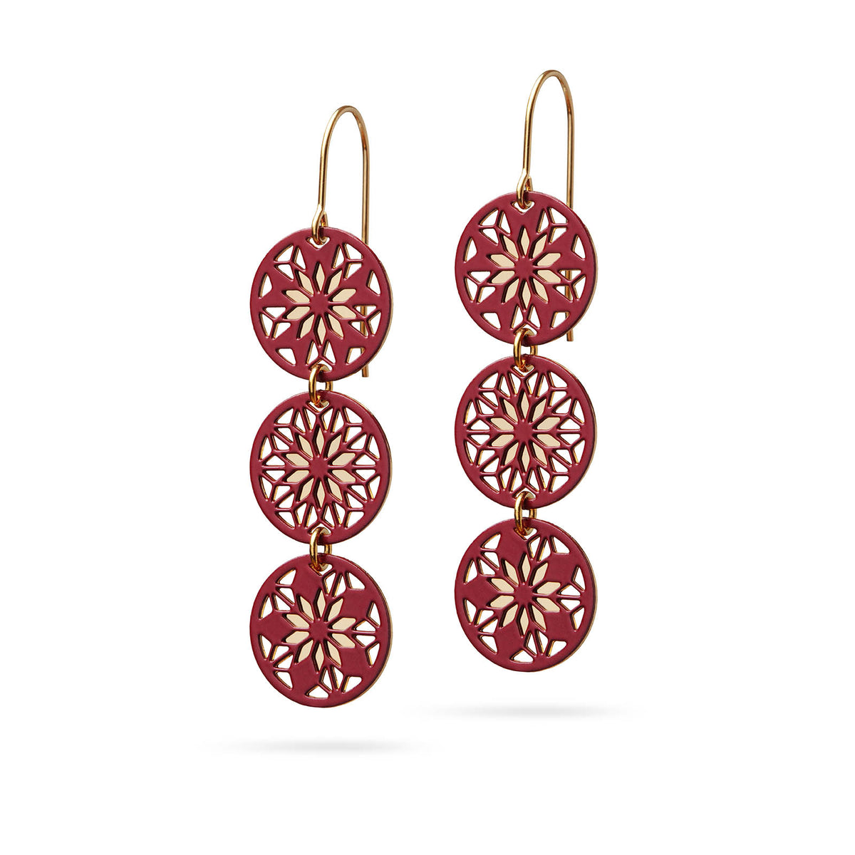 Lange florale Ohrhänger Bicolor rot/gold und gold/rot | ROSARIA