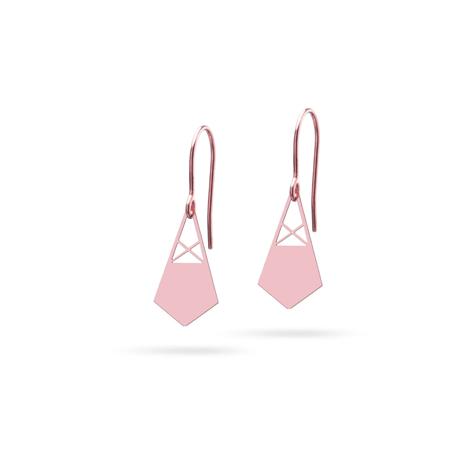 Kleine geometrische Ohrhänger | rosévergoldet matt
