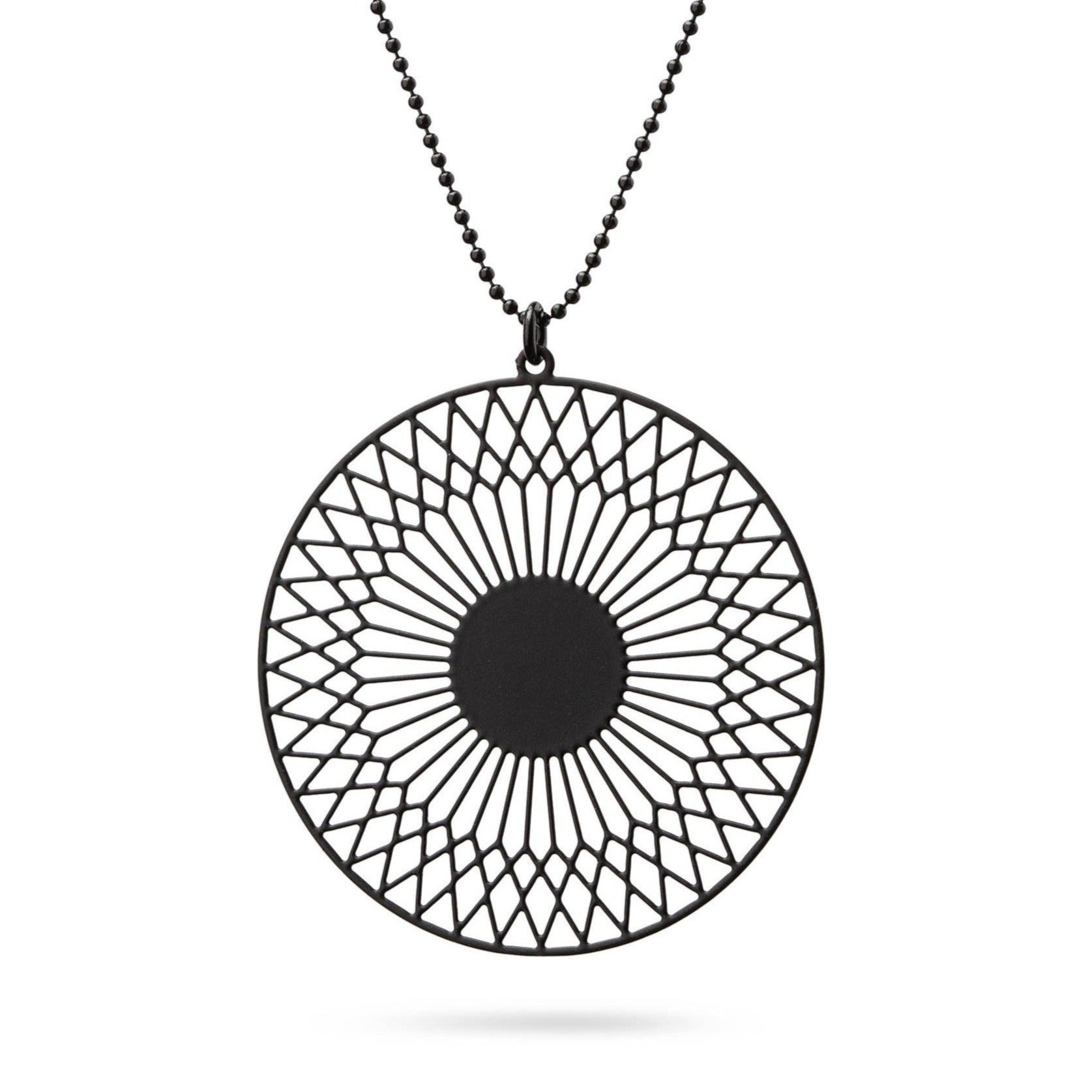 Schwarze Sonne Kettenanhänger  | schwarze Kugelkette - Ausgefallener Designerschmuck, bracelets/Armbänder, earrings/Ohrringe, necklaces/Ketten