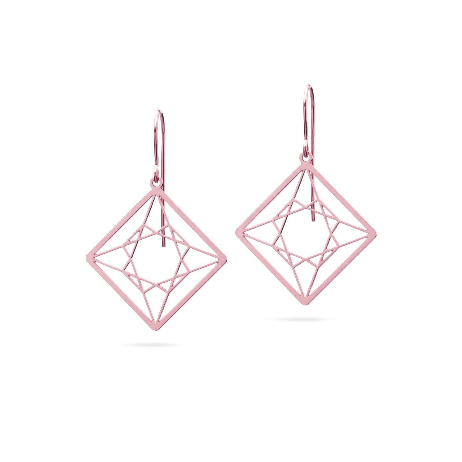 Ohrringe Princess Cut rosévergoldet matt