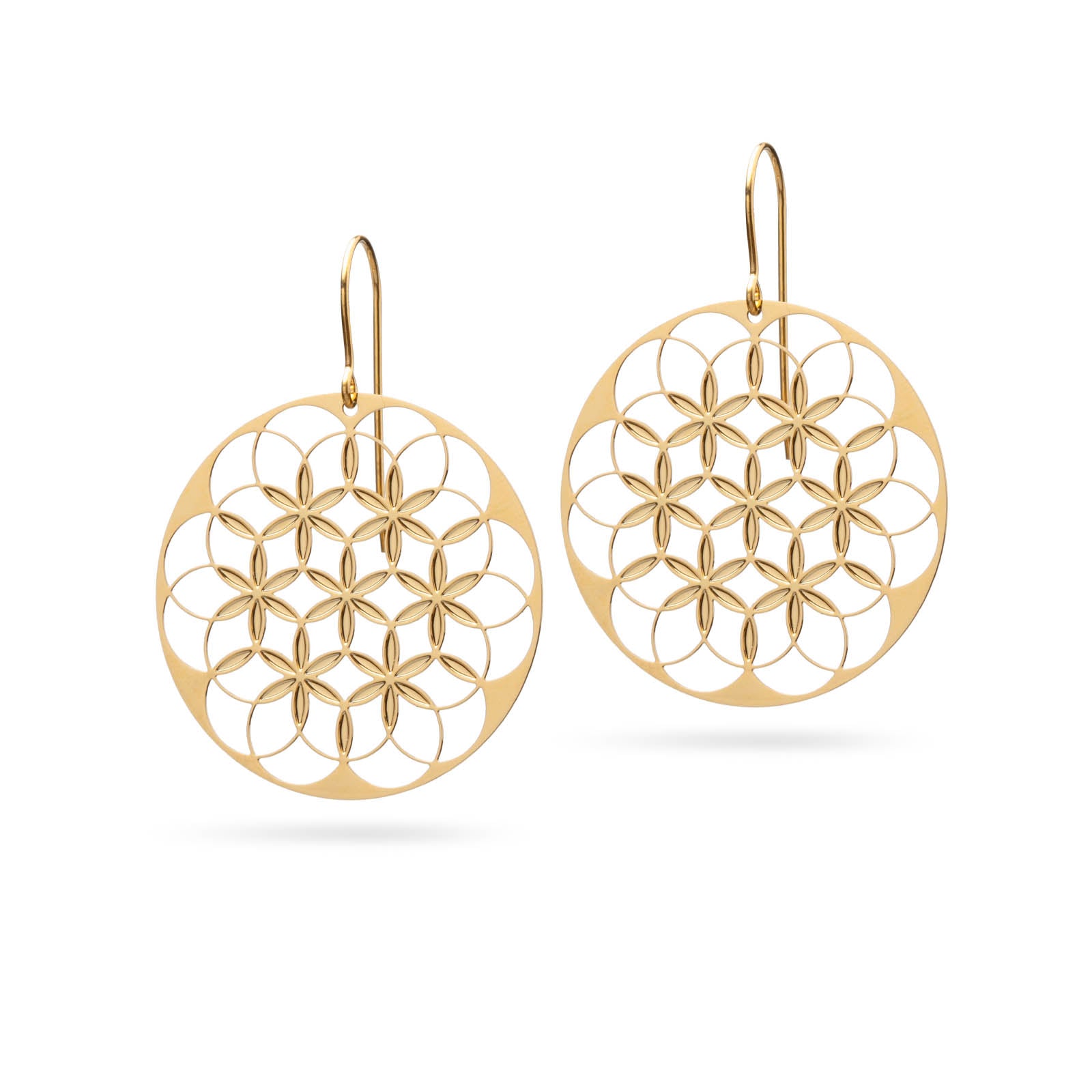 Flower of Life Ohrringe vergoldet matt