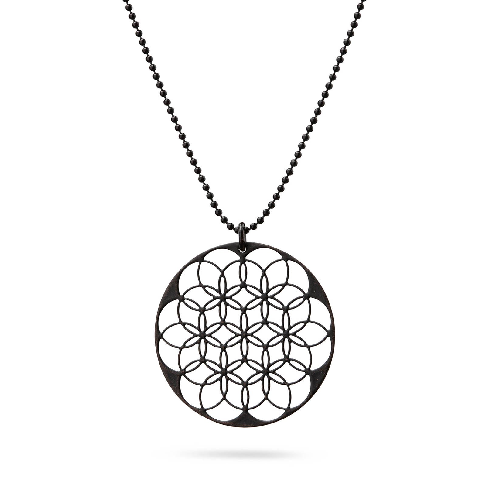 Blume des Lebens Kette schwarz